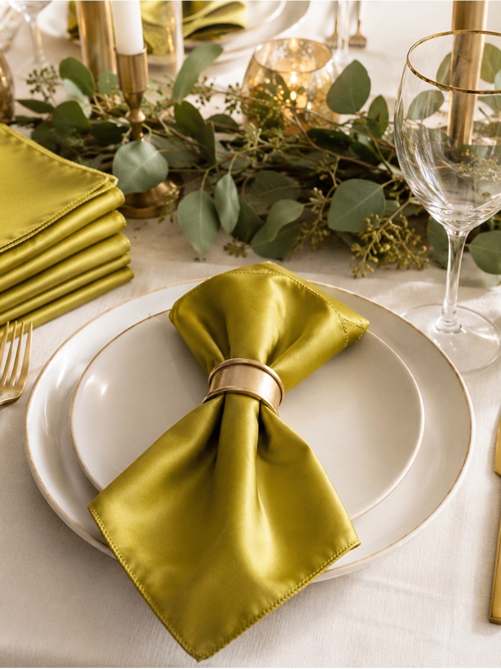 28 Olive Gold Shimmer Cocktail Napkins 10x10 Wedding Event Decor NWOT